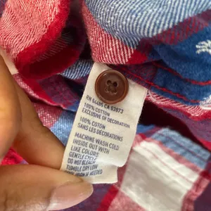 American Eagle outfitters sz 4 red blue 100% cotton flannel shirt‎ thumbnail 4