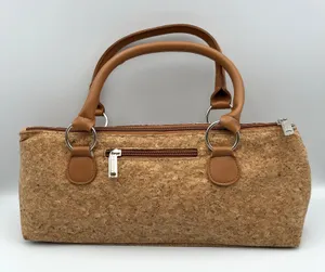 Primeware Cork Insulated Wine Bag Purse Carrier Zipper Close with Corkscrew thumbnail 1