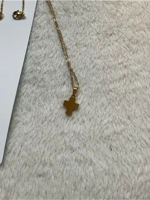 Mint Gold Necklace with Blue Cross Pendant thumbnail 5
