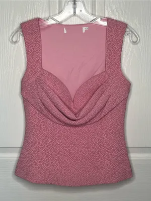 Y2K Style Mauve Cowl Neck Tank Top Textured Draped Bust Going Out Size S thumbnail 1