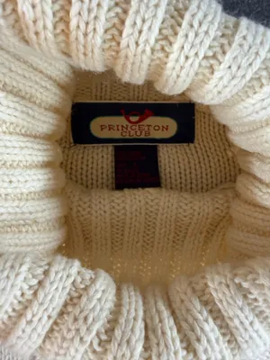 Vintage Princeton Club Womens Size Large Cream Turtleneck Sweater Fisherman thumbnail 6