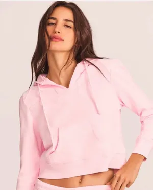 LoveShackFancy Light Pink Cropped Hoodie thumbnail 1