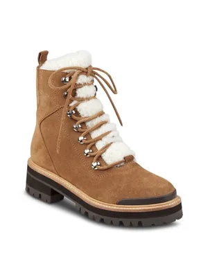 Marc Fisher Lizzie Genuine Leather and Shearling Lug Sole Boots Size 8.5 thumbnail 2