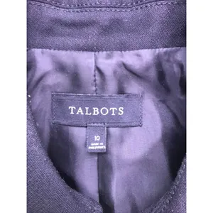 Talbots Wool Blend Blazer Women 10 Black Gold Button Collared Professional thumbnail 2