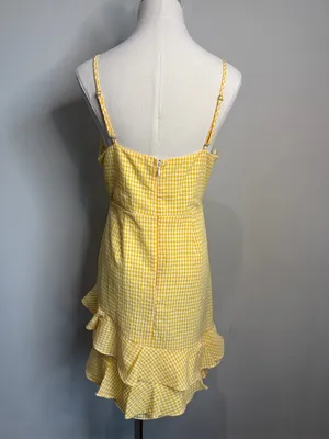 Altard State Yellow Gingham Ruffle Mini Sundress Size M New thumbnail 2