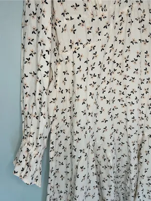 Cotton On Floral Pepa V-Neck Long Sleeve Mini Dress Ditsy Pink Sand Small thumbnail 7