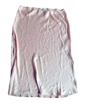 Elegant Blush Pink Midi Skirt Soft‎ Flowy Feminine Casual to Dressy F18 thumbnail 1