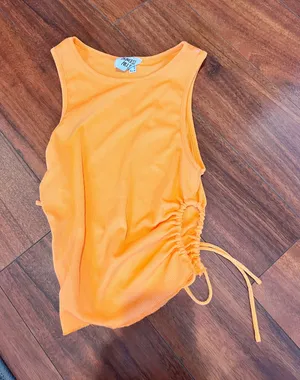 Princess Polly vibrant orange ribbed tank top 6 thumbnail 1