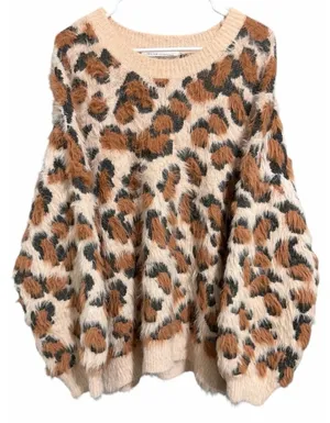 Nectar Clothing Fuzzy‎ Leopard Print Sweater Women's Size Medium thumbnail 1