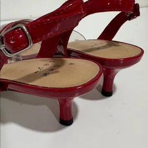 A New Day Red and Clear Heart Heels NWOT thumbnail 3