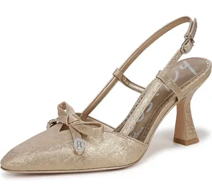 Circus by Sam Edelman NY Monica Gold Metallic Slingback Heels Bow Detail Women’s Size 9 thumbnail 1
