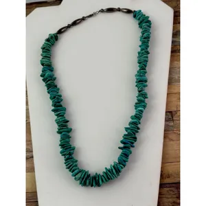 Turquoise Graduated Navajo Sterling Silver Necklace 23” 925 Barrel beads Clasp thumbnail 5