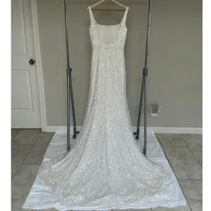 AW Bridal Sleeveless Sequin and Beaded Wedding Dress W6 White/Ivory thumbnail 2