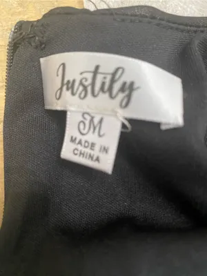 Justify Black Ruffled V-Neck Mini Dress with Sheer Ties thumbnail 9
