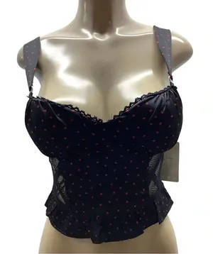 Lily White Size Large Red & Black Padded Cups. Strap Crop Top. New With Tags. thumbnail 1