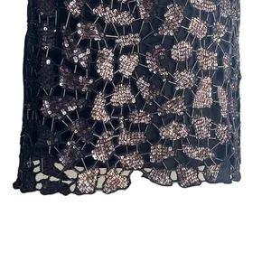 Guess Brown Bronze Metallic Sequin Black Mini Cocktail Party Dress Glam 9‎ Jrs thumbnail 4