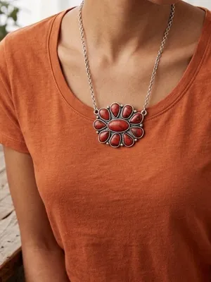 Maria Western Necklace Concho Red thumbnail 1