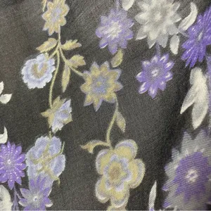 Vivante Scarf Floral Gray Gauzy Viscose Wool‎ FLAWS NWT Raw Edge Fringe Boho thumbnail 13