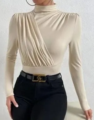 NWOT Mock Neck Ruched Bodysuit thumbnail 6