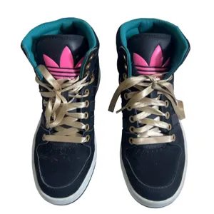 Adidas Originals Q32915 High Top Sneakers Black Teal Pink Gold Satin Size 7 thumbnail 1