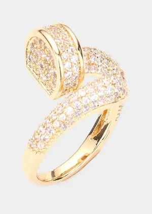 Stone Pave Nail Ring Gold thumbnail 1