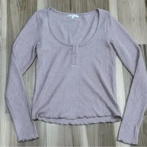 Z Supply Dusty Blush Waffle Knit Thermal Lounge Top Women’s Small thumbnail 1