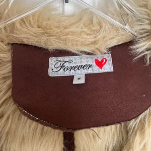 Vintage Y2K indie boho Forever brown faux suede and faux fur lined jacket medium thumbnail 2
