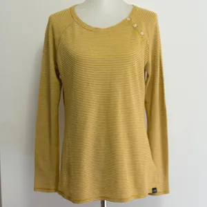 The North Face Top L Yellow Striped Long Sleeve Button Shoulder NF0A339XH9D thumbnail 2