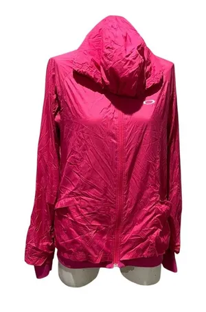 Nike Oakley Windbreaker Jacket Womens L Pink Hooded Full Zip Lightweight thumbnail 1