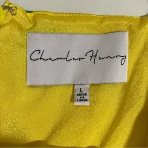 Chandler Henry Sundress Large Yellow Floral Tie Shoulder Midi Dress thumbnail 7