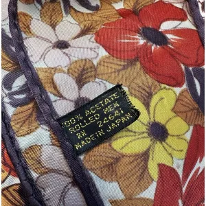 Vintage 1970s Floral Scarf‎ Made in Japan Rolled Hem Mod Brown Pink Autumn 25x25 thumbnail 2