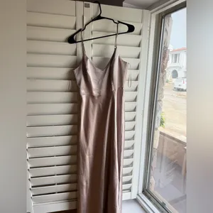 Birdy Grey Satin Taupe Jay Maxi Dress Medium thumbnail 5