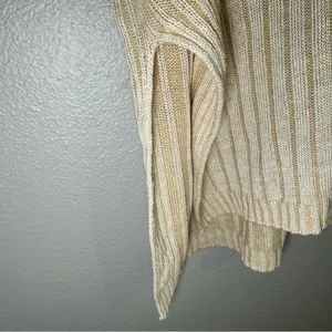J. Crew neutral relaxed cotton linen blend collared sweater women’s size L XL thumbnail 5