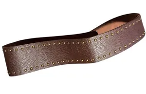 Vintage corset style Brown Studded statement Leather Belt L/XL‎ boho thumbnail 1