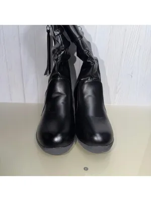 Women’s Black Slouch Mid-Calf Wedge Boots Size 38 (US 7.5-8) NWOT thumbnail 2