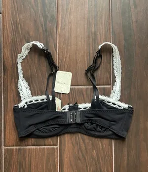 NWT Free People Intimately Bra So Sweet Balconette Black/White Trim 34D MSRP$48 thumbnail 4