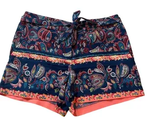LOFT Women's Navy Paisley Print Belted Shorts‎ Size 2 thumbnail 1