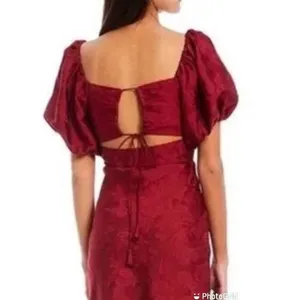 SACHIN & BABI‎ Dress Size 0 Cherry Red Gabby Puff Sleeve Midi Open Tie Back New thumbnail 10