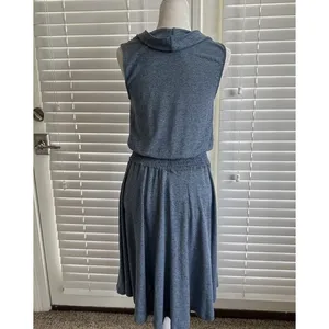 Soft Surroundings XL Tall Blue Kerry Dress Sleeveless Cowl Neck Smocked Waist thumbnail 8