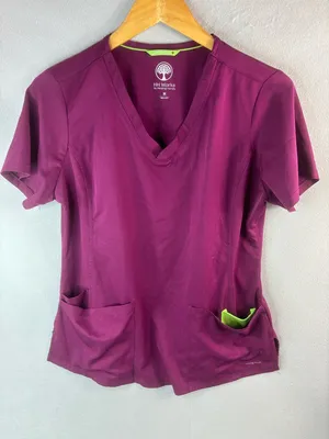 Helping Hands M Berry V-Neck Scrub Top & Pant Set - HH Works thumbnail 2