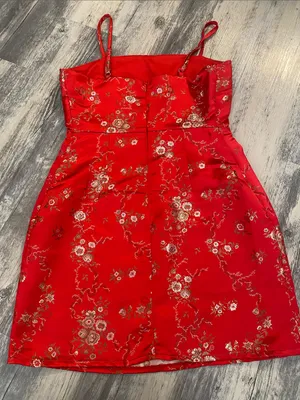 I.AM.GIA Tiger Mist Mini Dress Small Red Gold Floral Brocade Bodycon thumbnail 3