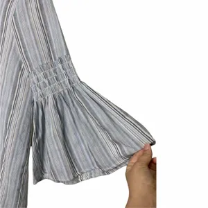 Entro Blue Striped Bell‎ Sleeves Mini Dress Size Small thumbnail 2