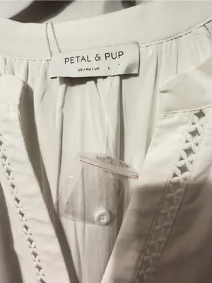 Petal & Pup Hart Long Sleeve Cotton & Linen Minidress White size Large NWT thumbnail 7