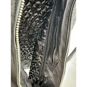 Black Leather Biker Jacket Womens Large Full Zip Quilted Lining Edgy Moto Grunge thumbnail 6