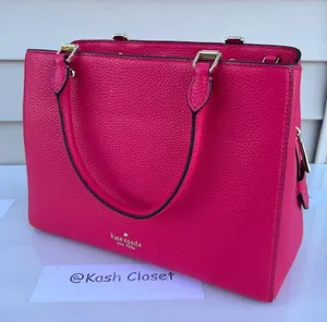 Kate Spade New York Bright Rose Leila Medium Triple Compartment Satchel Purse thumbnail 3