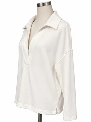 Banana Republic White Collared Pullover Sweatshirt Size Large Oversized thumbnail 3