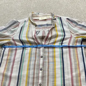 Anthropologie Striped Button Down Shirt - Multicolor Size 8 100% Cotton thumbnail 12