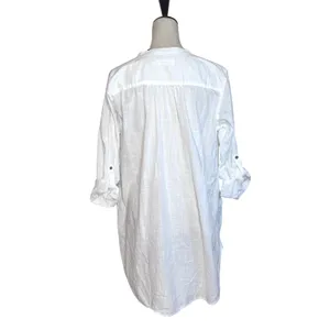 Seafolly White Cotton Tunic Beach Cover Up Roll Tab Sleeve M‎ Minimalist Travel thumbnail 2