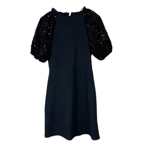 NWT THML Little Black Dress Womens S Mini Knit Sequin Sleeve Party Cocktail thumbnail 2