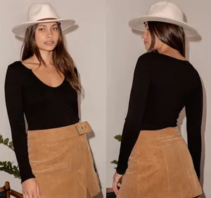 NWT $88 Free People Ari Camel Vegan Suede Buckled Wrap Mini A-Line Skirt 8 thumbnail 2